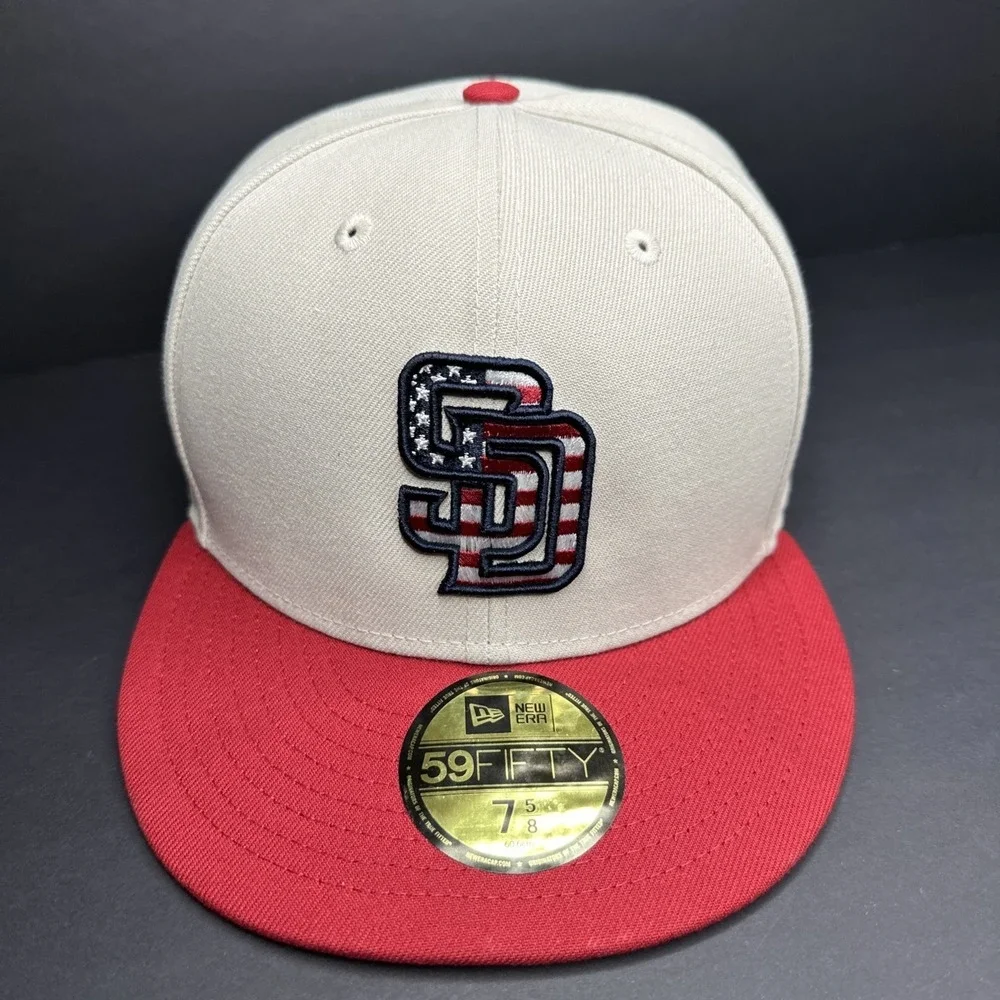 San Diego Padres New Era 59FIFTY July 4th Hat - Size 7 5/8 **NEW**